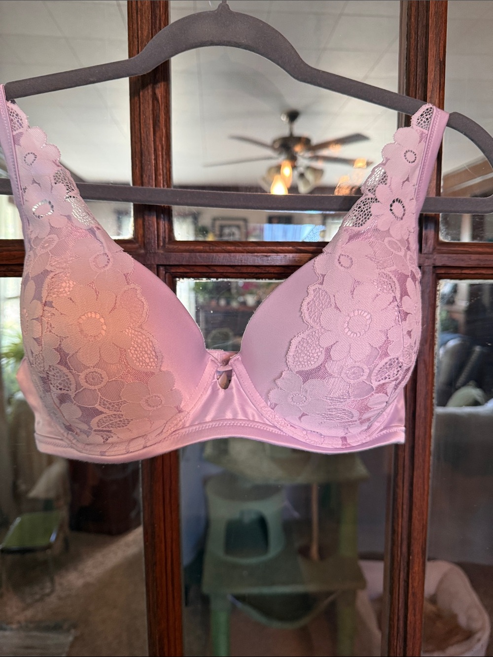 aerie Light Pink Lace Plunge Bra